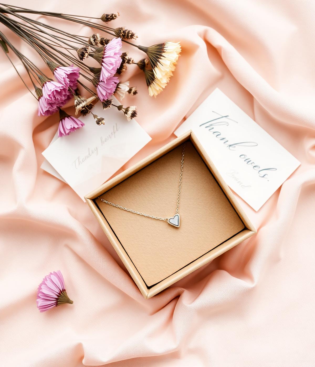Emballage cadeau FarancheJewels avec fleurs séchées